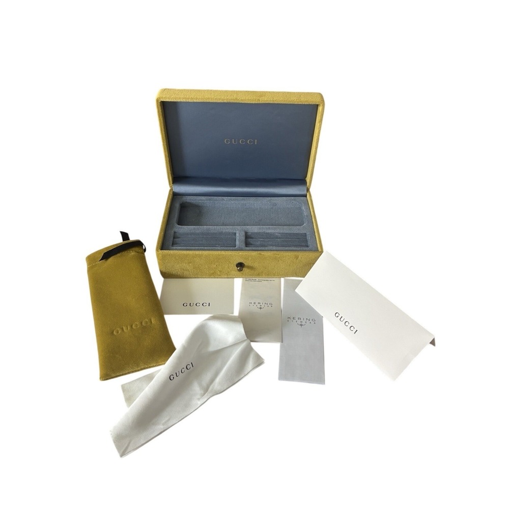 Gucci Box Dust Bag Chartreuse For Exchangeable Top Rim Glasses Jewelry 7.5x5x3"